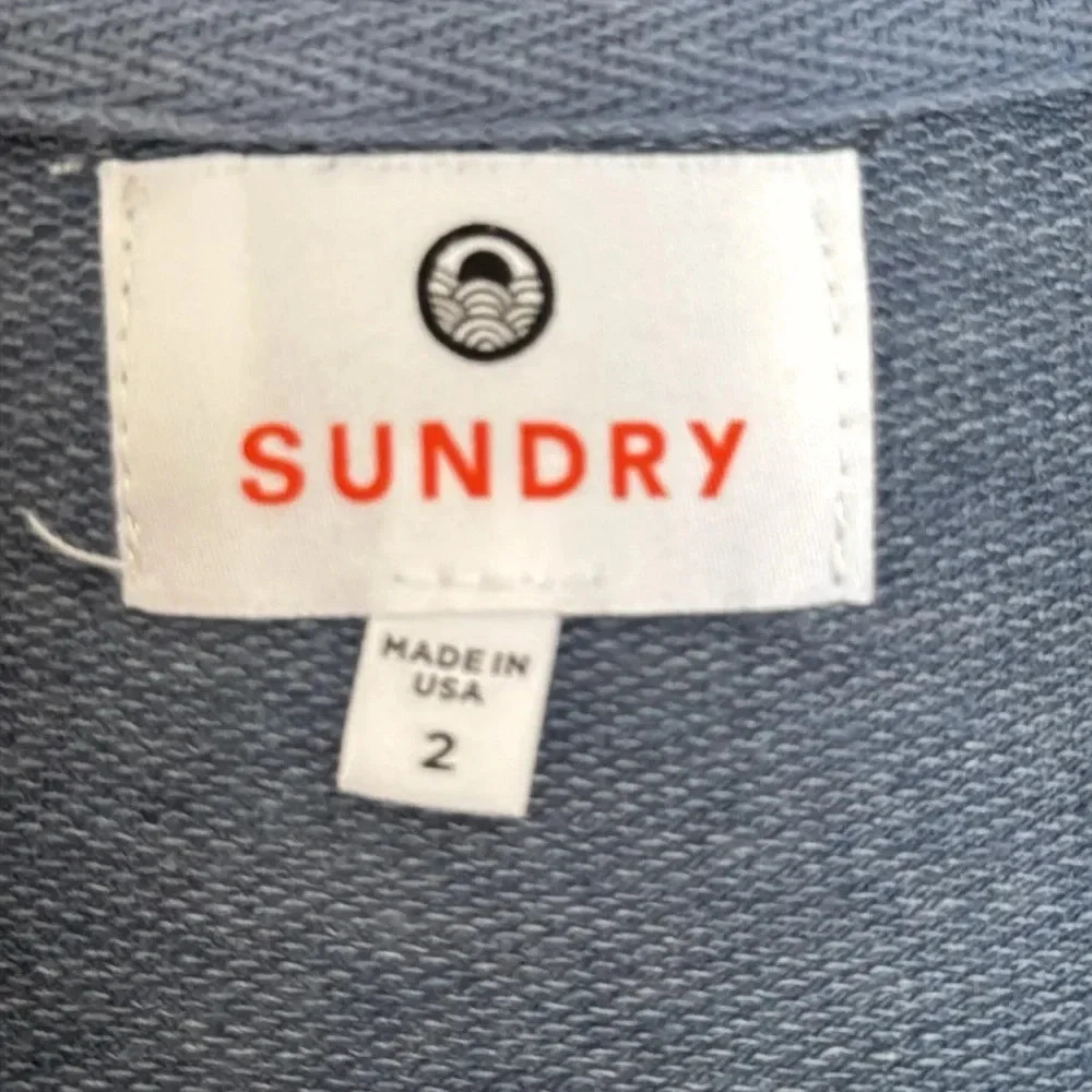 Sundry Camo Lightweight Crewneck Sweatshirt Size Medium Gray/Blue - Picture 6 of 11